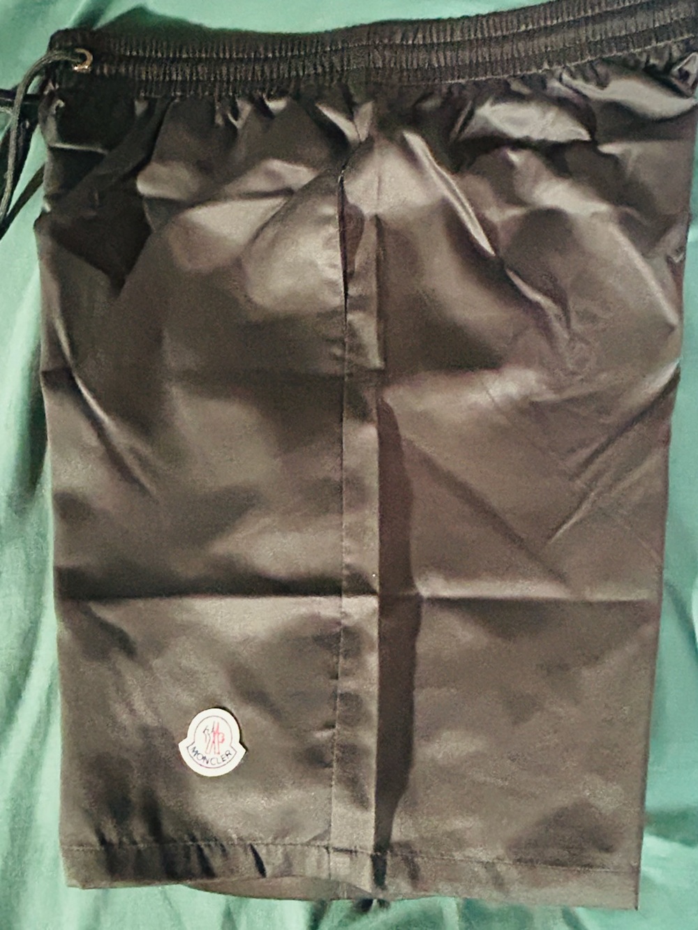 Moncler Black Logo Swim Trunks with Drawstring Waist